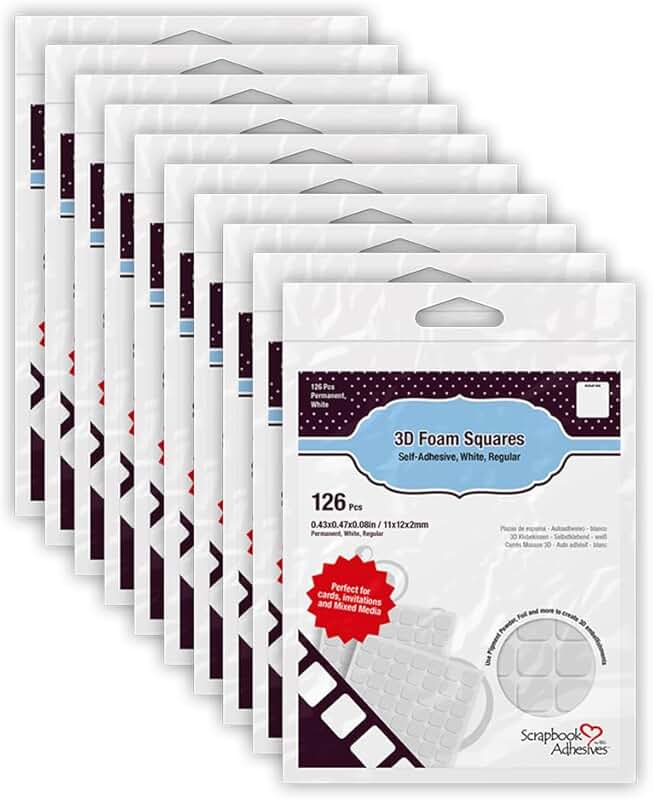 White 3D Foam Squares, 1/4 Inch, 308 Pack