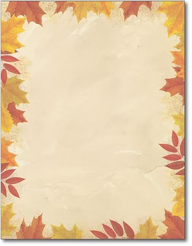Autumn Leaves Border Stationery Paper, 80 Sheets