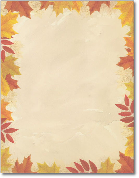 Autumn Leaves Border Stationery Paper, 80 Sheets