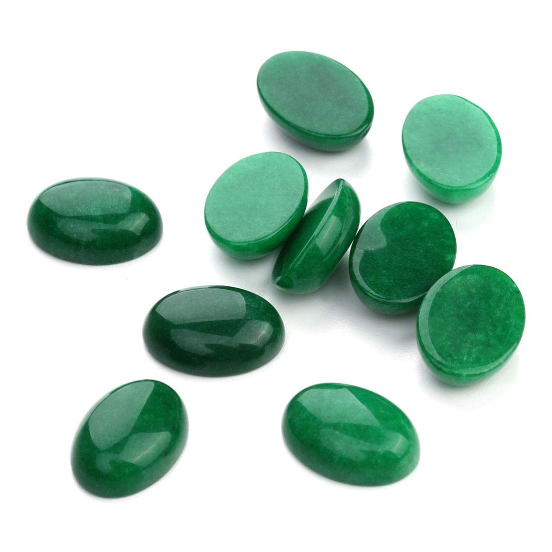 10pcs Green Jade Oval Cabochons for Jewelry Making