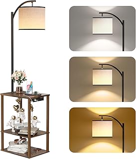 Floor Lamp with Table and Charging Station