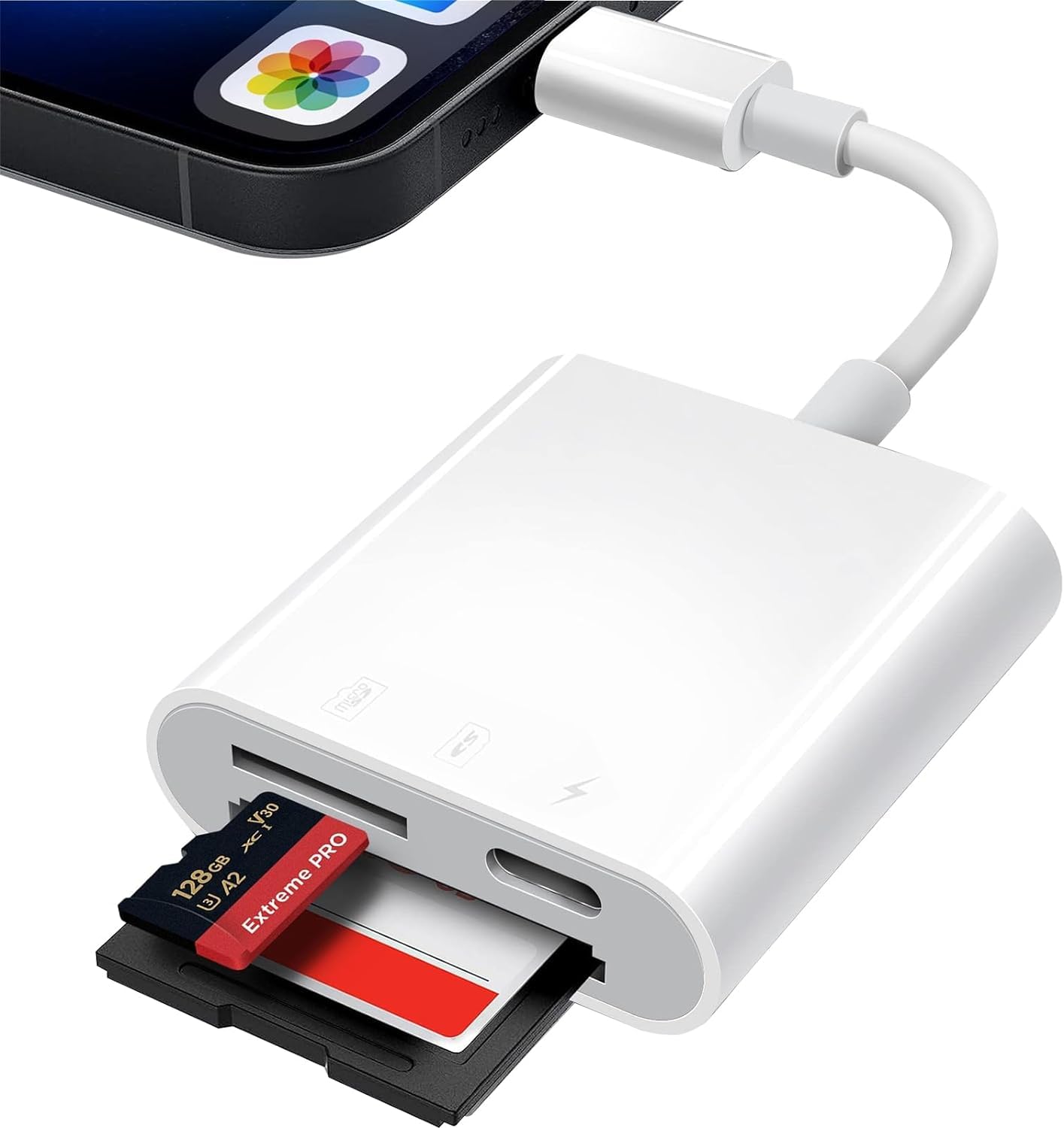 Dual Slot SD Card Reader for iPhone, Micro Card Adapter
