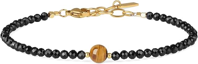 Black Crystal Beaded Bracelet for Women