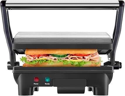 Stainless Steel Non-Stick Panini Press with Removable Drip Tray