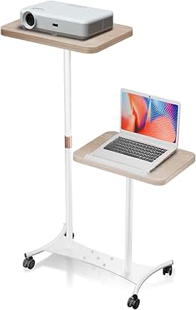 Adjustable Mobile Projector and Laptop Stand with Wheels