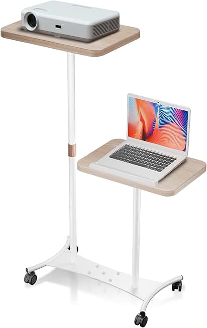 Adjustable Mobile Projector and Laptop Stand with Wheels