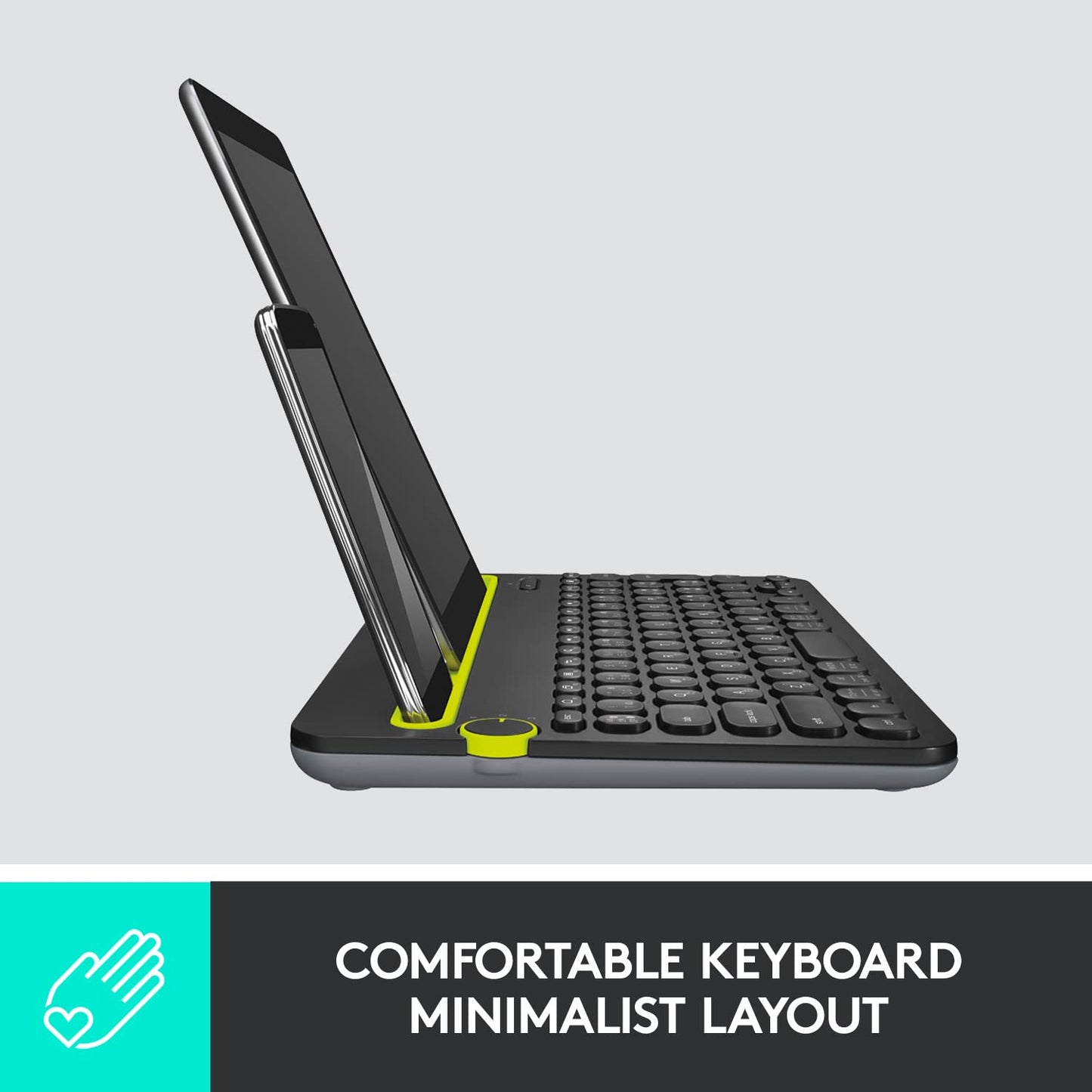 K480 Wireless Multi-Device Keyboard for Windows, macOS, iPadOS, Android or Chrome OS, Bluetooth, Compact, Compatible with PC, Mac, Laptop, Smartphone, Tablet - Black