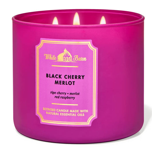 Candle Company 3-Wick Scented Candle w/Essential Oils  14.5 oz Black Cherry Merlot ripe Cherry  Merlot red Raspberry