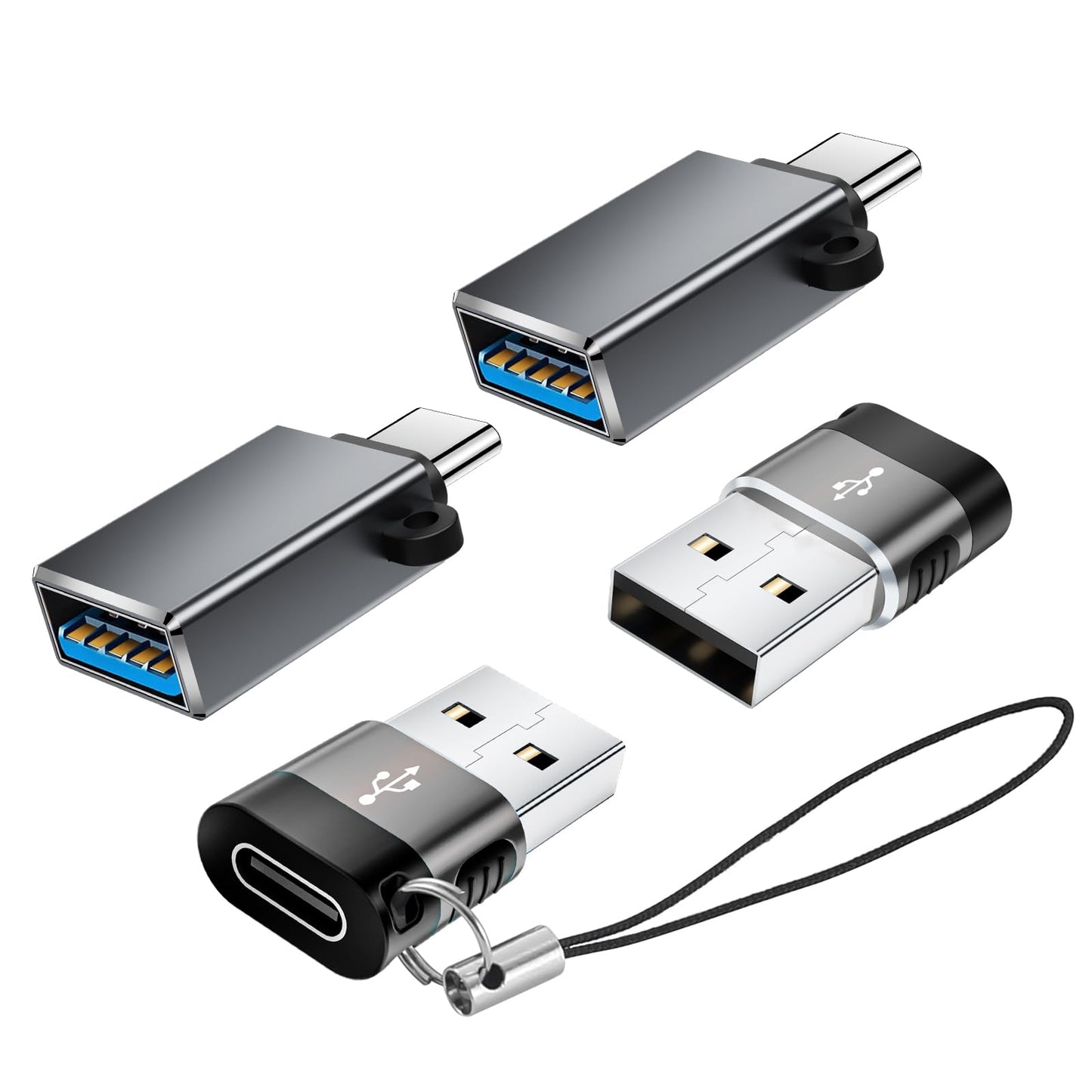 USB to USB C Adapter 4 Pack