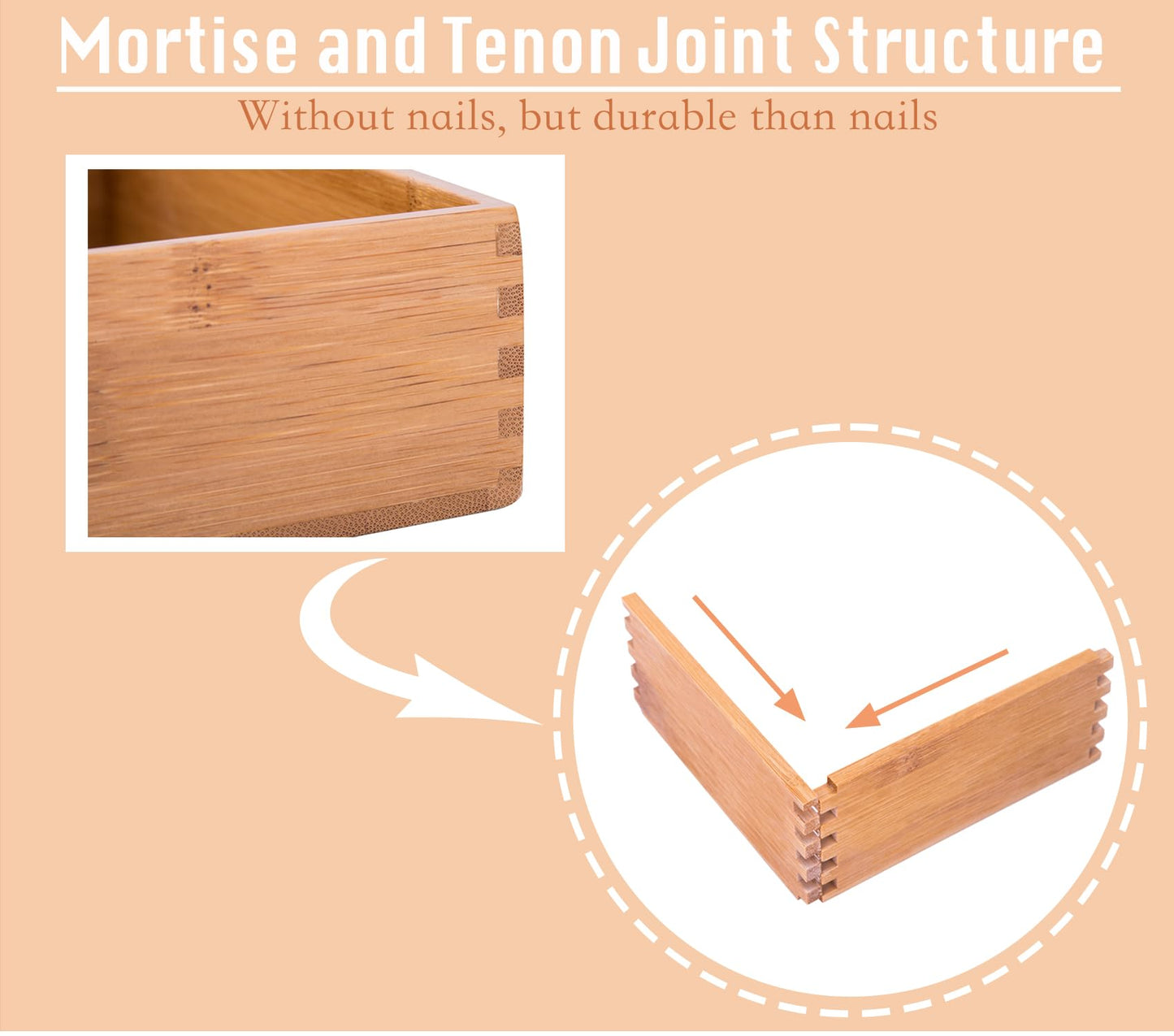 Bamboo Office and Makeup Organizer Box 8x4 inches