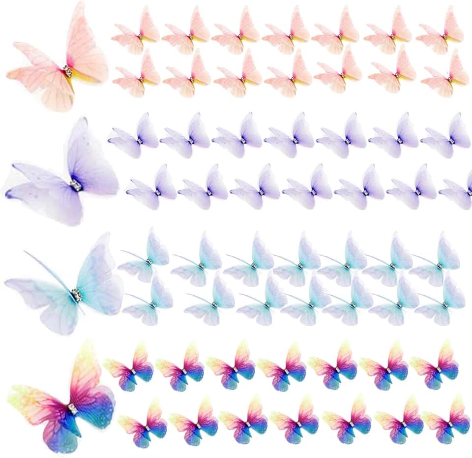 820PCS Colorful 3D Butterfly Wall Decor and Accessories