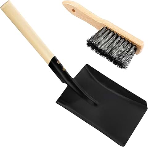 Large Fireplace Ash Shovel and Brush Set