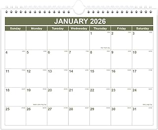 Wall Calendar 2026-2027, 8.5" x 11" Green