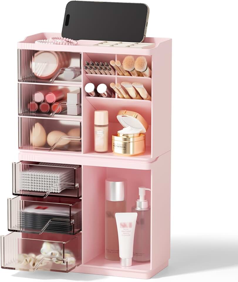 Pink Small Stackable Makeup and Vanity Organizer Set