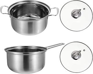 Two Stainless Steel Cooking Pots with Pour Spouts