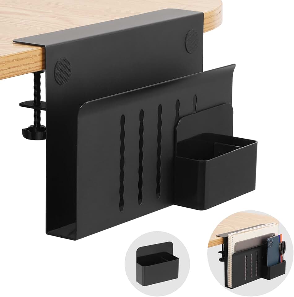 Desk Side Storage and Cable Organizer with Magnetic Pen Holder