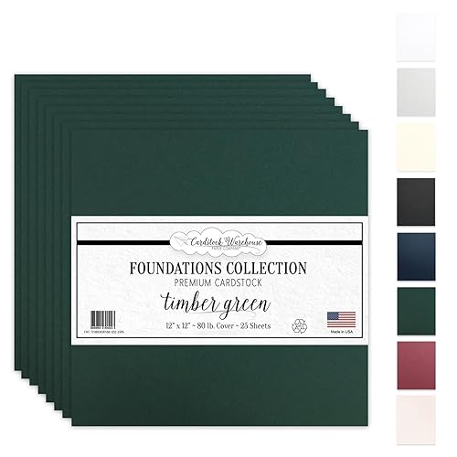Green Recycled Cardstock Paper, 25 Sheets, 12x12, 80lb