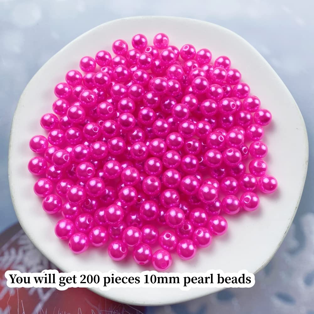 200pcs 10mm Smooth Round Pearl Beads for Jewelry Making