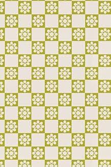 Vivid Green Floral Checkered Paperback Notebook