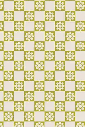 Vivid Green Floral Checkered Paperback Notebook