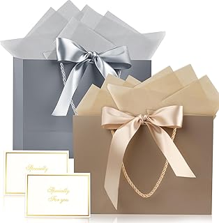 Large Gift Bag Set with Ribbons Cards and Tissue