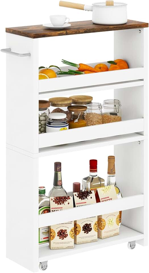 Slim 4-Tier Rolling Storage Cart for Small Spaces