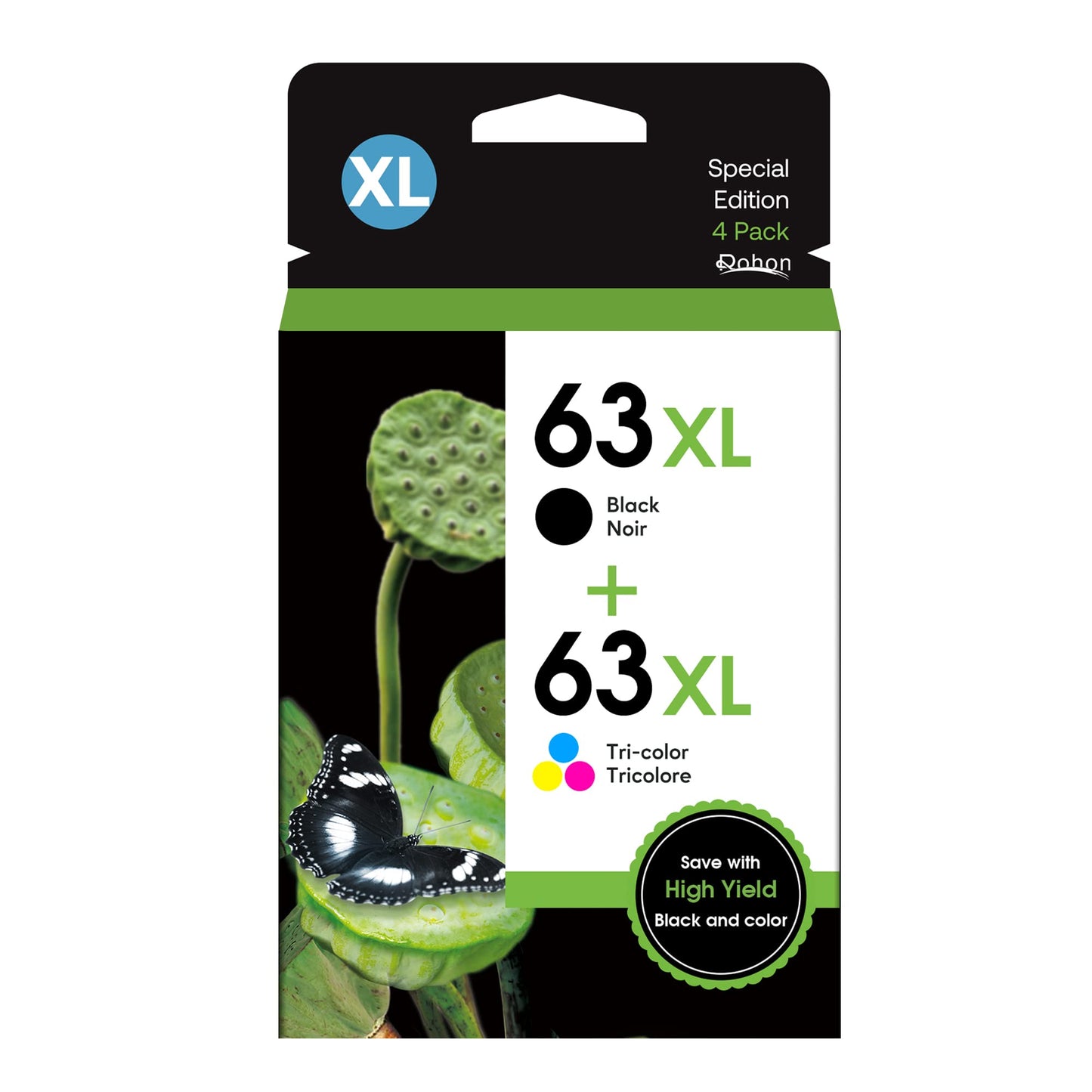63XL Ink Cartridges Combo Pack Replacement for 63 XL Ink Remanufactured for Officejet 3830 4650 4652 4655 5200 5255 Envy 4520 4512 Deskjet 1112 2130 2132 3630Printer( 1 Black, 1 Tri-Color)