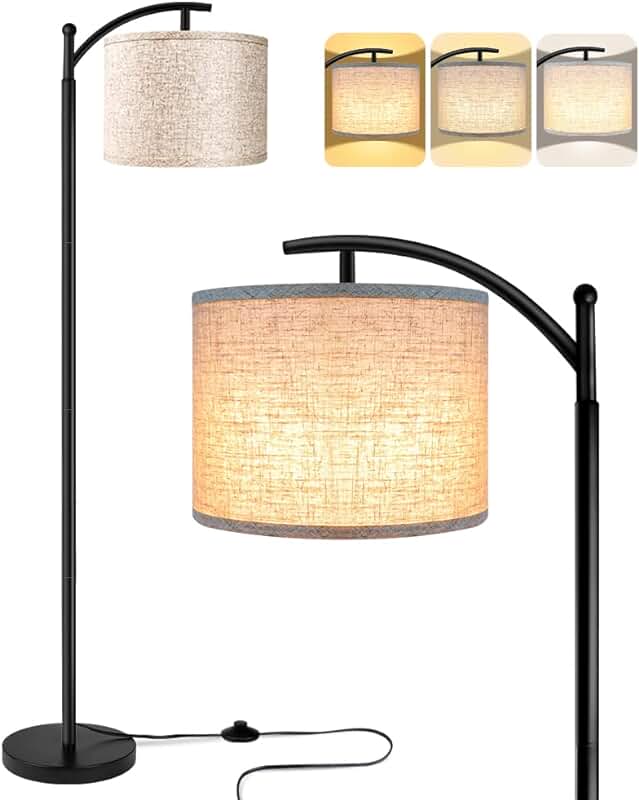 Tall industrial floor lamp with adjustable color temperature