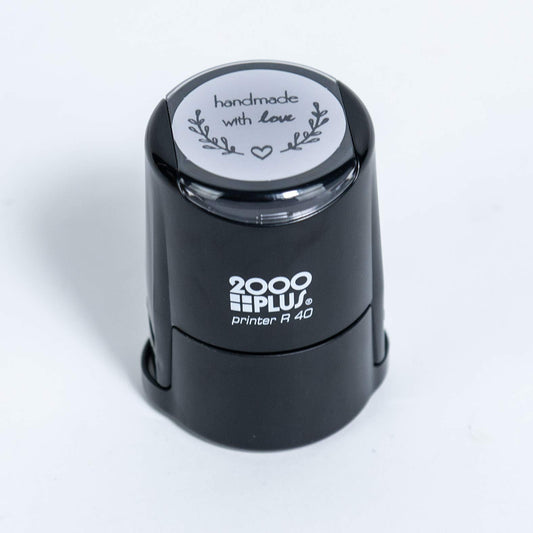 Self-Inking Round Stamp with Heart and Olive Branch