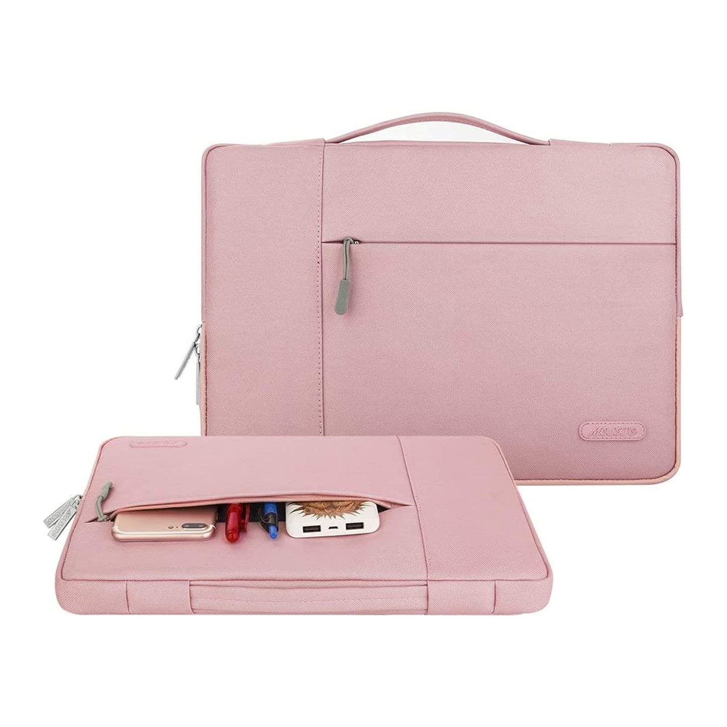 Laptop Sleeve Compatible with MacBook Air/Pro Retina, 13-13.3 inch Notebook,Compatible with MacBook Pro 14 inch 2021 2022 M1 Pro/Max A2442,Polyester Multifunctional Briefcase Bag, Pink