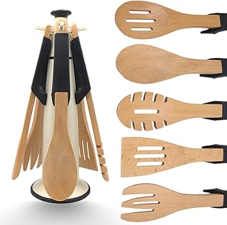 Silicone Cooking Utensil Set with Rotating Stand