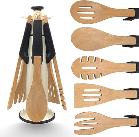 Silicone Cooking Utensil Set with Rotating Stand
