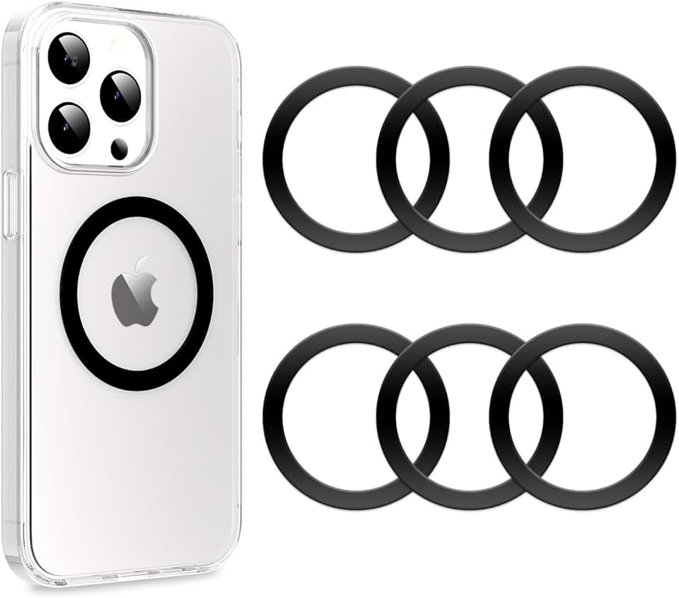 Black Rubber-Coated Magnetic Rings for Phone Cases