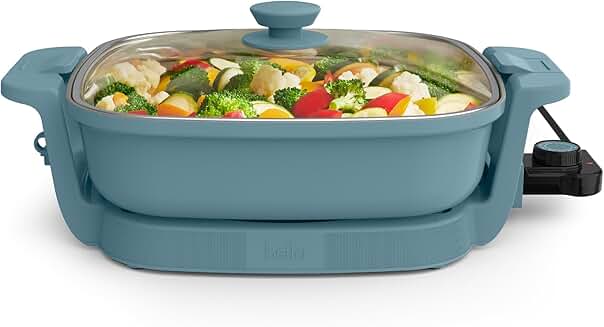 Electric Skillet with Ceramic Coating and Glass Lid