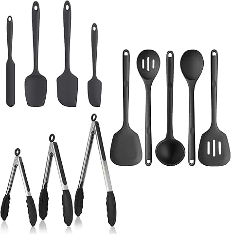 Silicone Spatula and Tongs Set, Heat Resistant