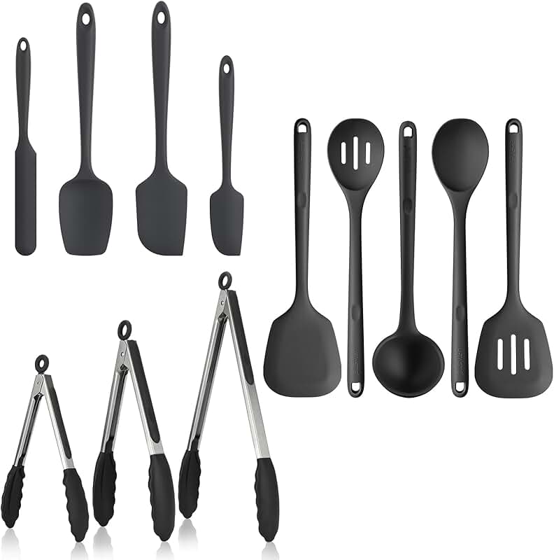 Silicone Spatula and Tongs Set, Heat Resistant