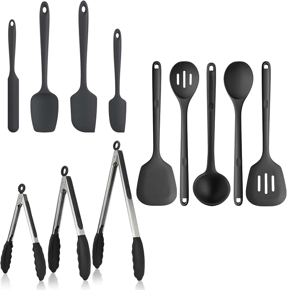 Silicone Spatula and Tongs Set, Heat Resistant