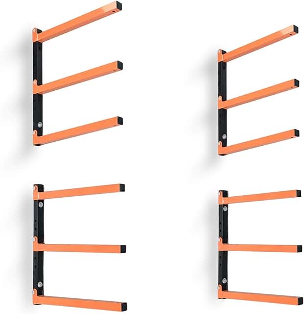 Wood Garage Shelving Rack, 3 Levels, 4 Pack