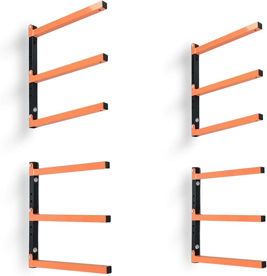 Wood Garage Shelving Rack, 3 Levels, 4 Pack