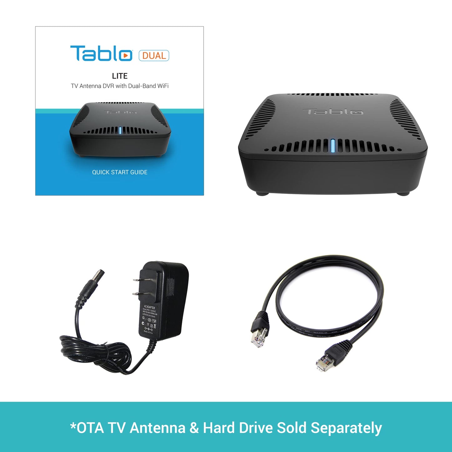 Dual LITE [TDNS2B-01-CN] Over-The-Air [OTA] Digital Video Recorder [DVR] for Cord Cutters - with WiFi, Live TV Streaming, Black