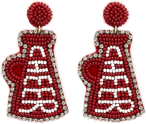 Handmade Beaded Cheer Football Post Earrings
