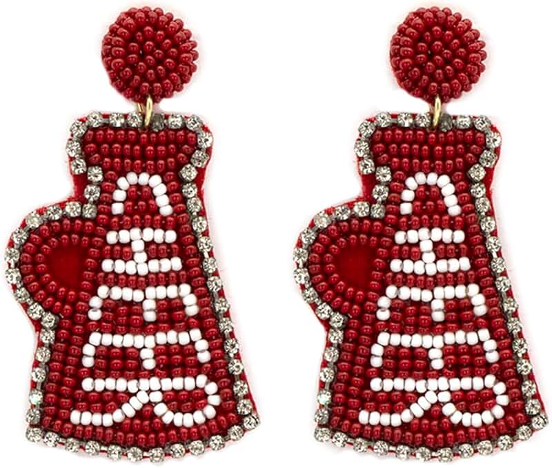 Handmade Beaded Cheer Football Post Earrings