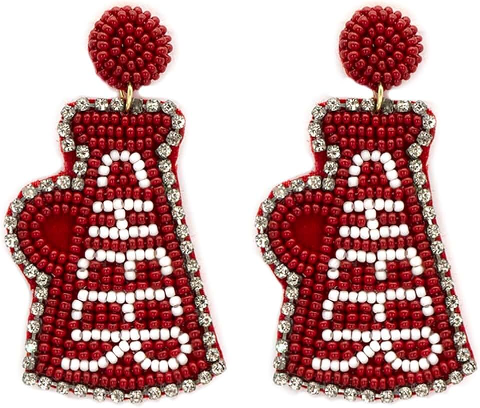 Handmade Beaded Cheer Football Post Earrings