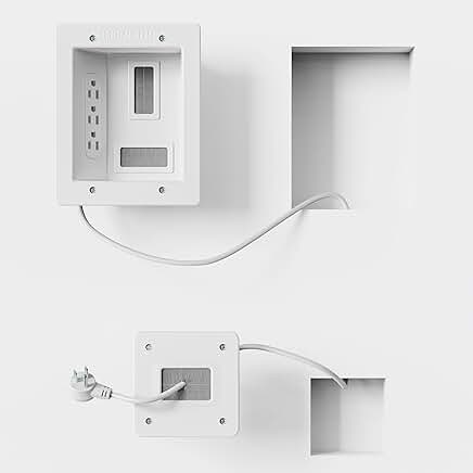 In-Wall TV Cable Concealer Kit with Recessed Power and 9ft Cord