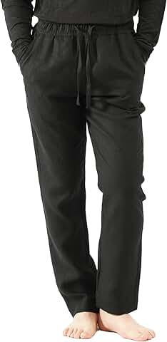 Men's Linen Casual Tapered Pants with Pockets