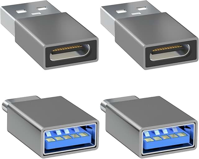 USB to USB C Adapter 4-Pack for Devices
