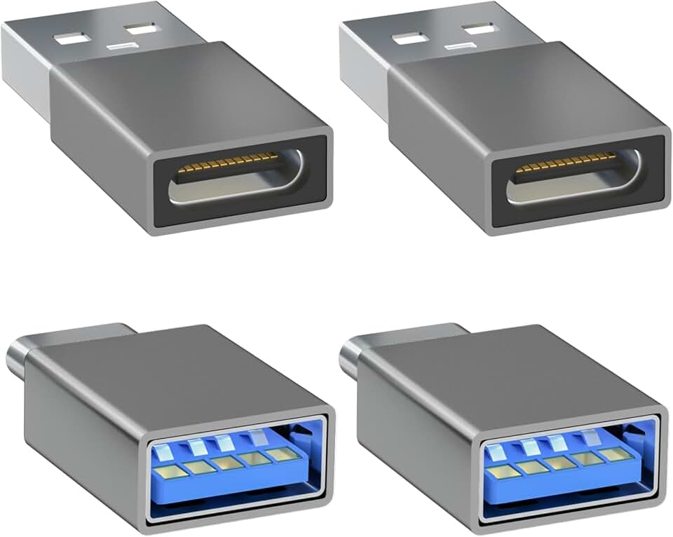 USB to USB C Adapter 4-Pack for Devices