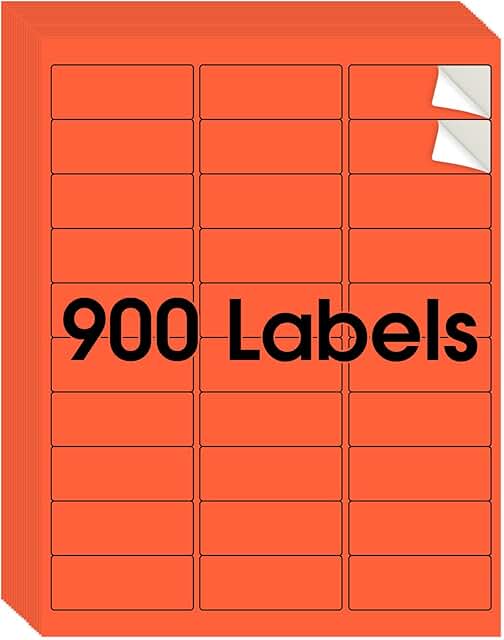 Neon Orange Labels for Inkjet or Laser Printers