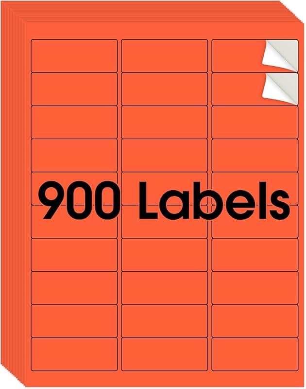 Neon Orange Labels for Inkjet or Laser Printers