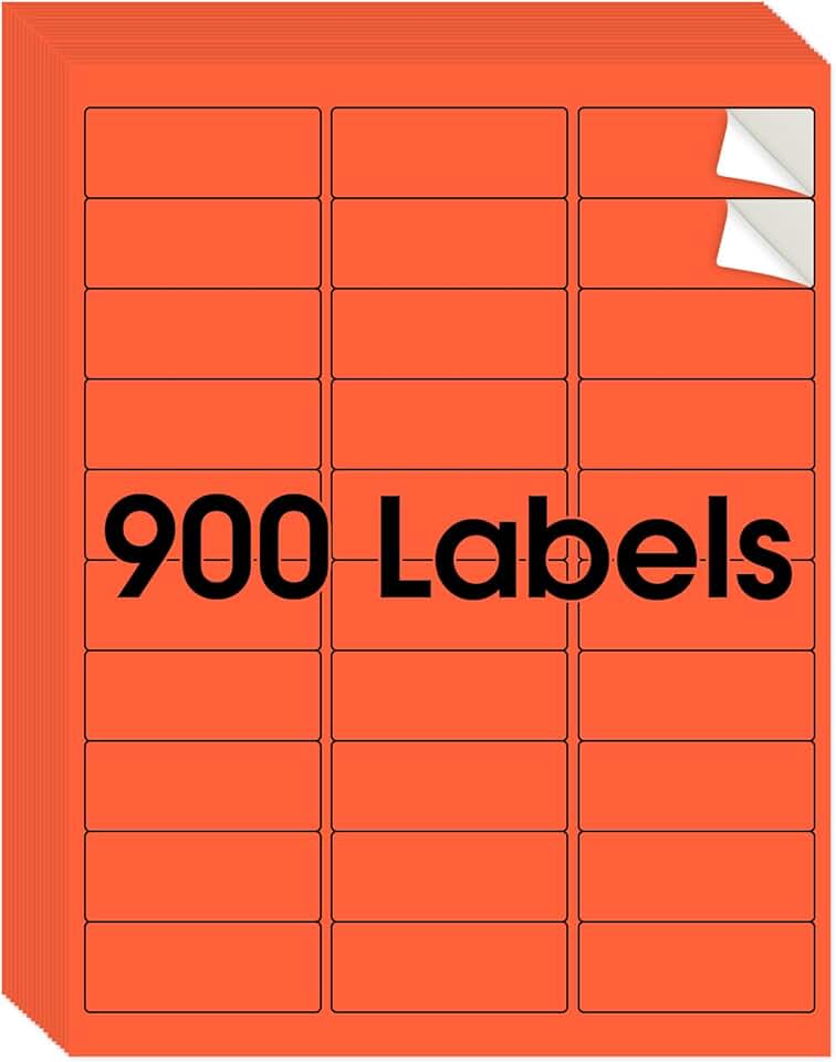 Neon Orange Labels for Inkjet or Laser Printers